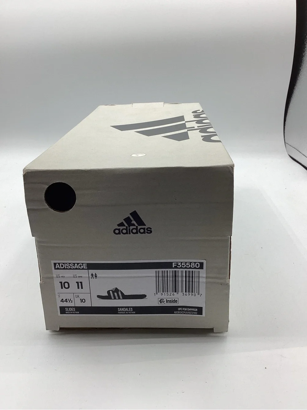 Adidas Men’s Black Adissage Slide Sandals with White Stripes